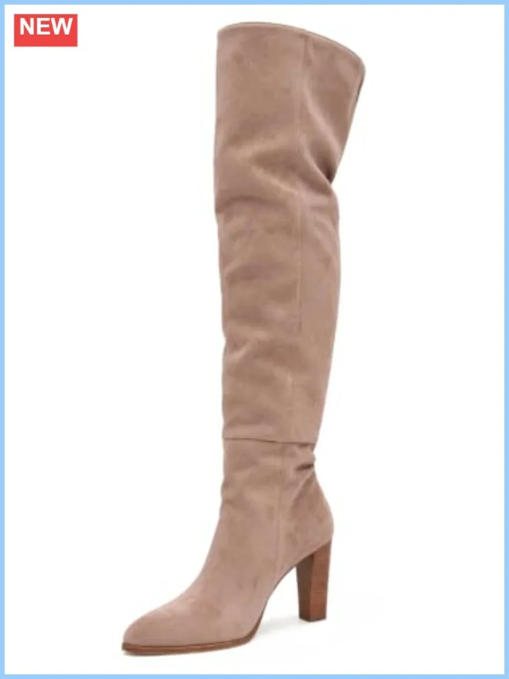 Women's Over the Knee High Boots Thigh High Chunky Heel Zip Faux Suede Block